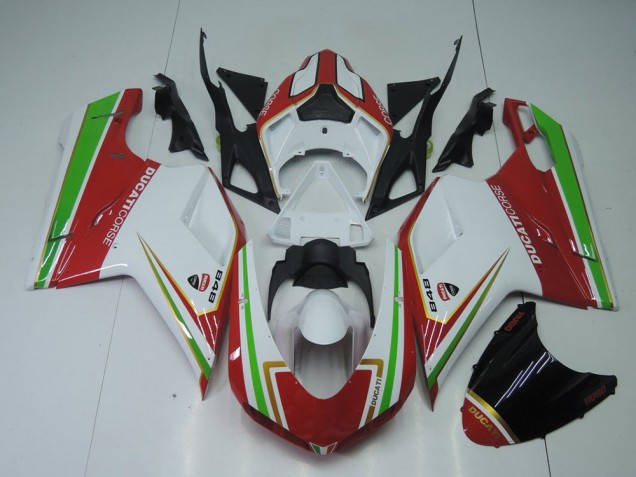 Carenado Ducati 848 1098 1198 07-14 - Rojo Blanco & Verde Carenado Ducati 848 1098 1198 07-14 - Rojo Blanco & Verde