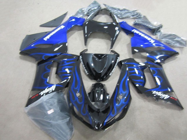 Carenado Kawasaki ZX6R 05-06 - Ninja 636 de llama azul y negra Carenado Kawasaki ZX6R 05-06 - Ninja 636 de llama azul y negra