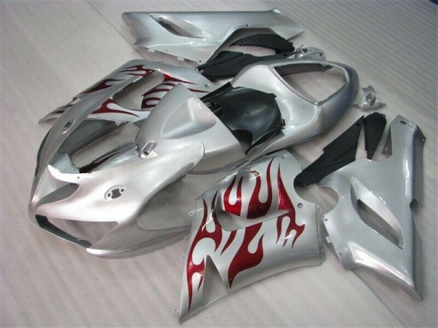 Carenado Kawasaki ZX6R 05-06 - Plata Rojo Llamas Carenado Kawasaki ZX6R 05-06 - Plata Rojo Llamas