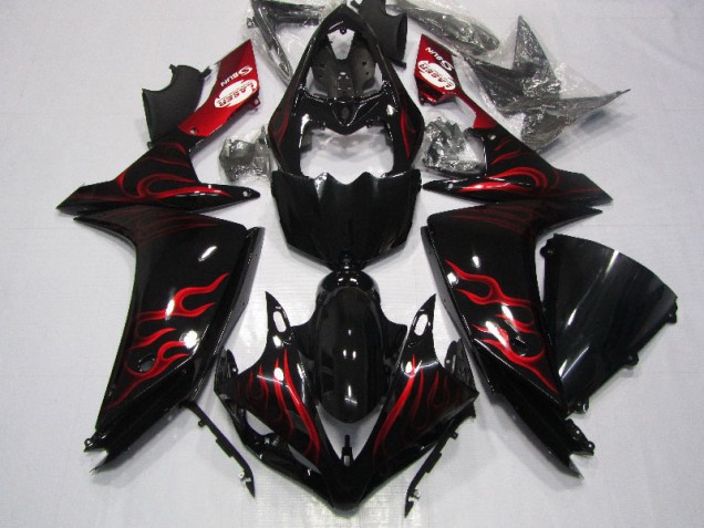 Carenado Yamaha R1 07-08 - Negro Rojo Llama Carenado Yamaha R1 07-08 - Negro Rojo Llama
