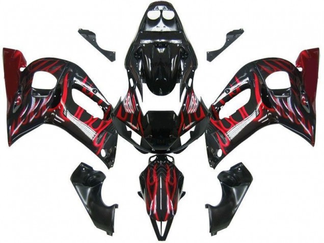 Carenado Yamaha R6 98-02 - Negro Rojo Llama Carenado Yamaha R6 98-02 - Negro Rojo Llama