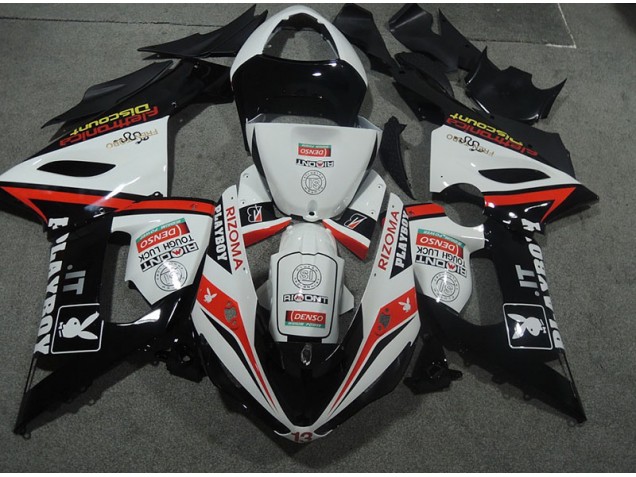 Carrocería Kawasaki ZX6R 05-06 - Blanco Negro Rizoma Playboy Carrocería Kawasaki ZX6R 05-06 - Blanco Negro Rizoma Playboy