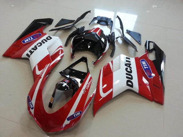 Inyección Kit Carenado Ducati 848 1098 1198 07-14 - Rojo Blanco Inyección Kit Carenado Ducati 848 1098 1198 07-14 - Rojo Blanco