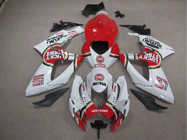 Kit Carenado ABS Completo Suzuki GSXR 1000 K5 05-06 - Blanco Lucky Strike Rojo Motul