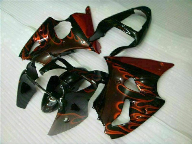 Kit Completo Carenado Kawasaki ZX6R 00-02 - Negro Rojo Llama Kit Completo Carenado Kawasaki ZX6R 00-02 - Negro Rojo Llama